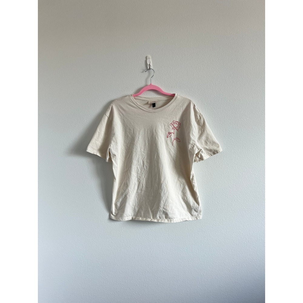 Universal Thread To You With Love Cream & Red Rose T-Shirt M Soft-Girl Casual